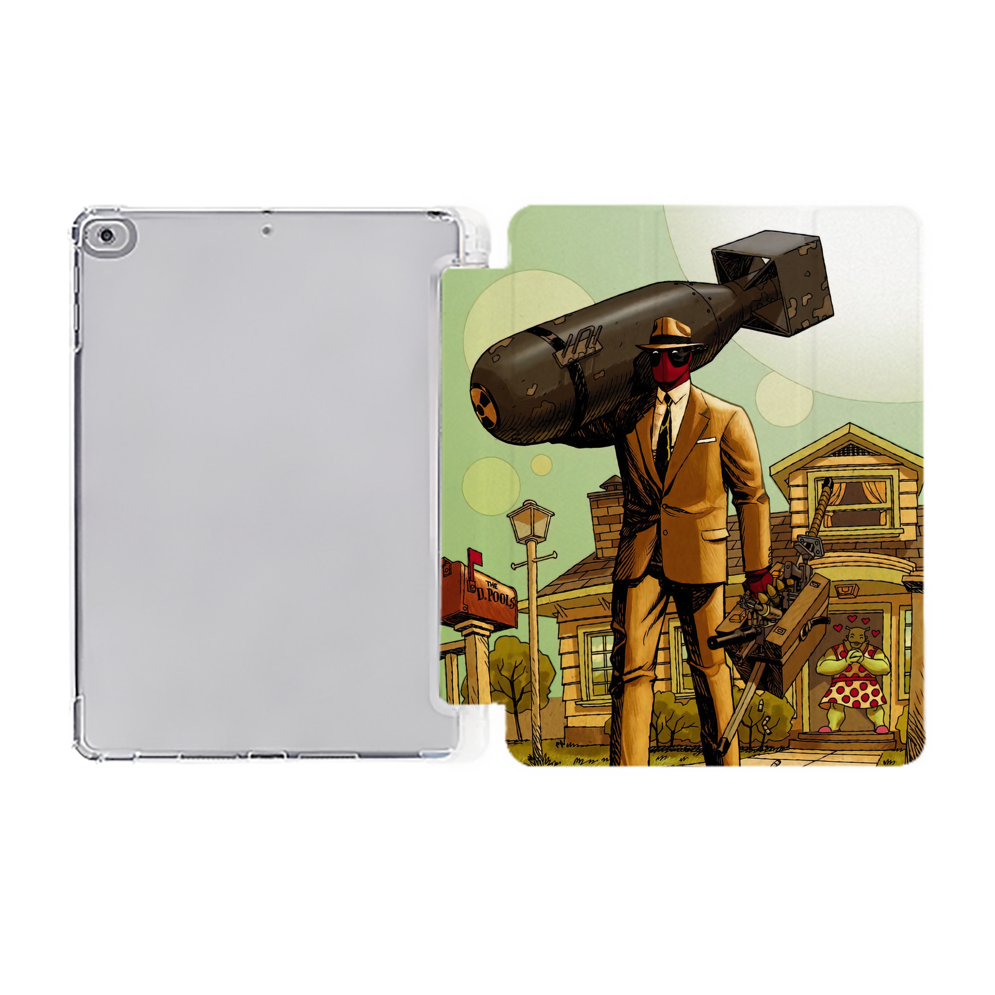 （画像用） Deadpool デッドプール IPad ケース ペン収納付き 三つ折りスタンド PUレザー×シリコン 対応機種9.5/10.5/10.9インチ